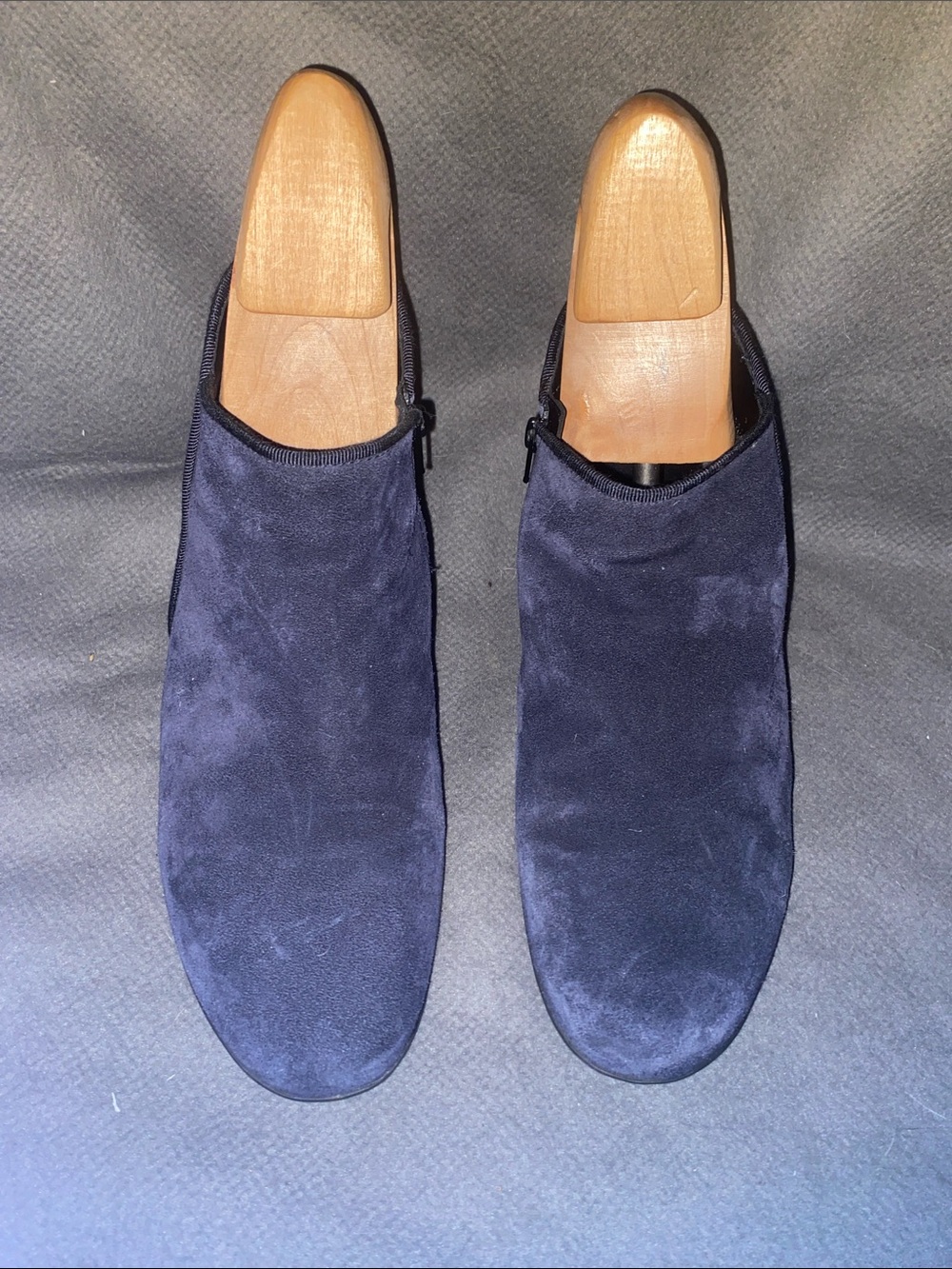 Gabor Navy Suede Heeled Ankle Boots